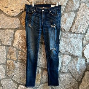 rag & bone distressed mide'le skinny jeans